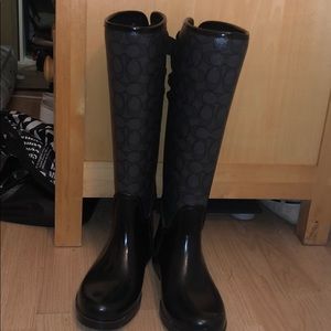 Black Coach Monogram Rain Boot